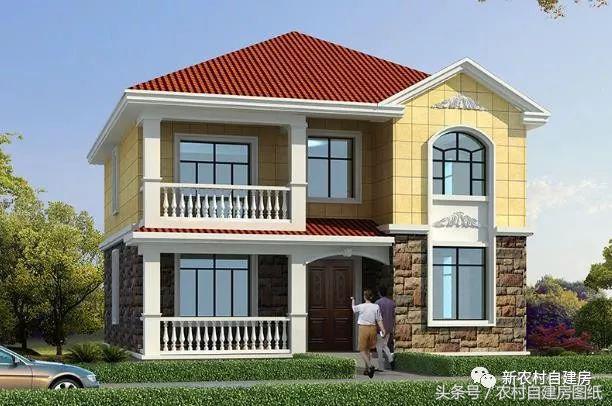 7款小戶型二層農村別墅圖，5款帶堂屋，占地100平左右