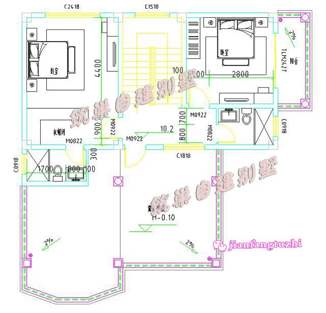  15x11米四層抗震框架結構別墅設計圖效果圖，主次分明，干濕分區，套間+獨立車庫！