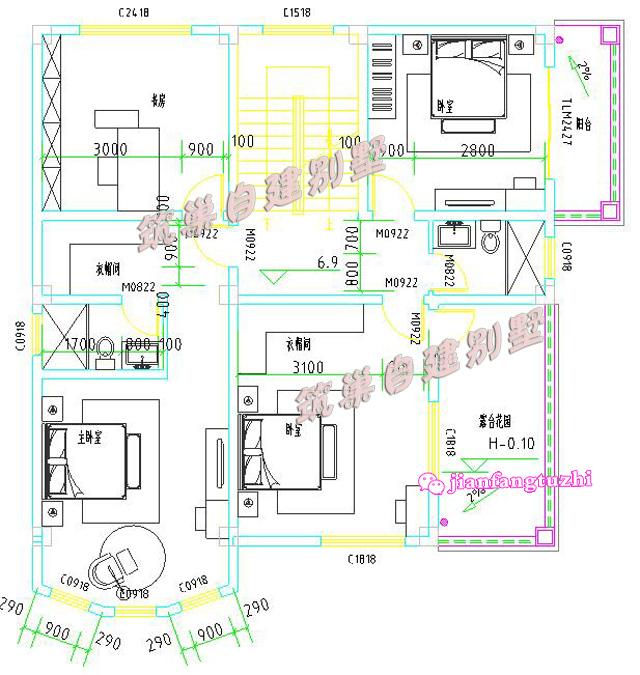  15x11米四層抗震框架結構別墅設計圖效果圖，主次分明，干濕分區，套間+獨立車庫！