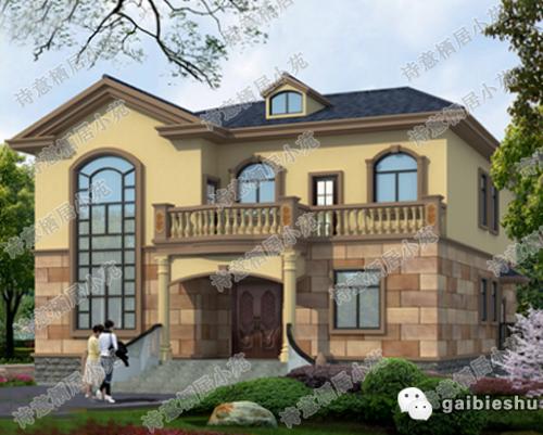 14×13米30萬3廳6臥帶臥室套房二層歐式田園風格私家別墅施工效果圖