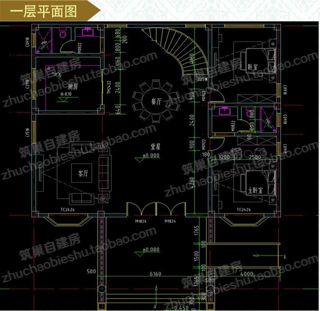 2款奢華三層開間面寬約15米農村私家別墅施工設計圖效果圖，帶有多個超大落地窗