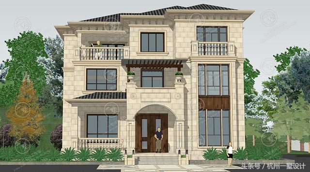 45萬占地137m2三層歐式別墅圖，3廳7臥帶活動室，室內布局緊湊，功能完善齊全，實用美觀。