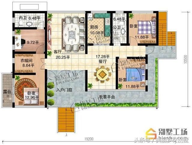 現代農村一層框架結構自建別墅圖，10×19造價15萬4個臥室，父母也喜歡