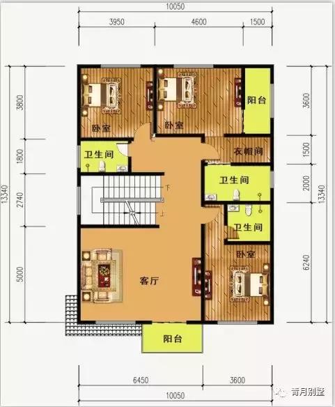 10米×13.34米三層鄉村自建別墅圖，簡單大方又實用，主體36萬建成！