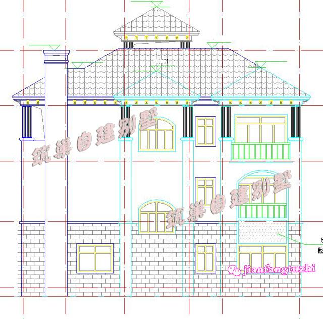 15x12米多陽臺(tái)環(huán)保舒適帶閣樓豪華美觀的三層別墅設(shè)計(jì)圖效果圖