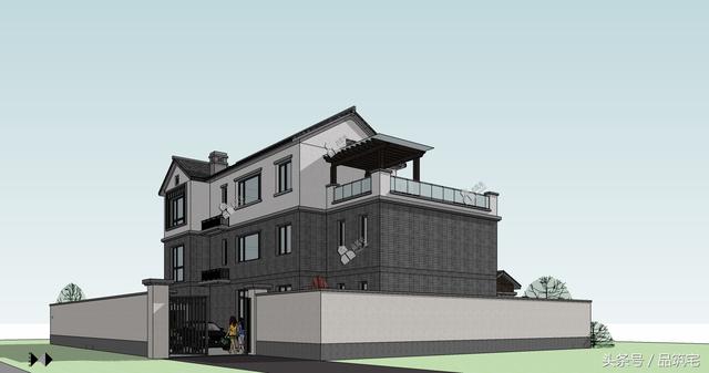 三層中式別墅設計圖，綠水青山白墻黛瓦，鄉間恬淡生活躍然眼前