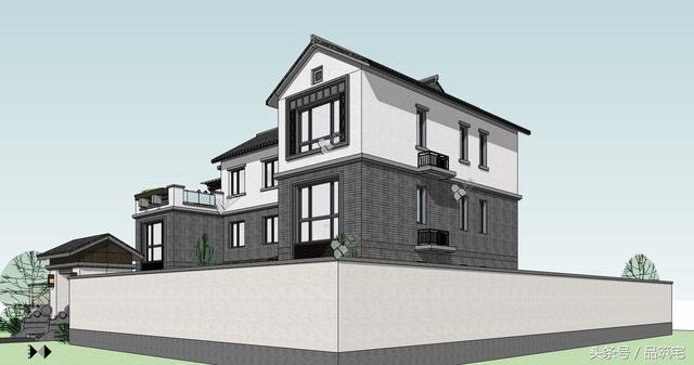 三層中式別墅設計圖，綠水青山白墻黛瓦，鄉間恬淡生活躍然眼前