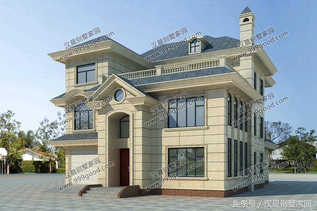 2款造價40萬左右的三層農村小別墅設計圖，造型豐富整體和諧，有無車庫都漂亮！