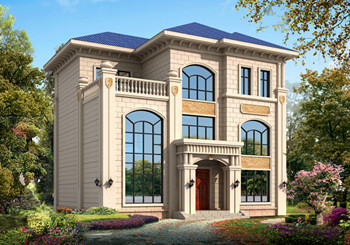 農村三層帶地下室小樓房設計圖，客廳中空，帶書房，旋轉樓梯