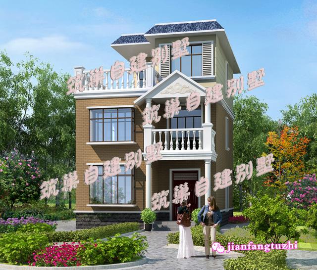 20萬80平米6臥4衛三層平屋頂農村小別墅效果圖鄉村小別墅設計圖