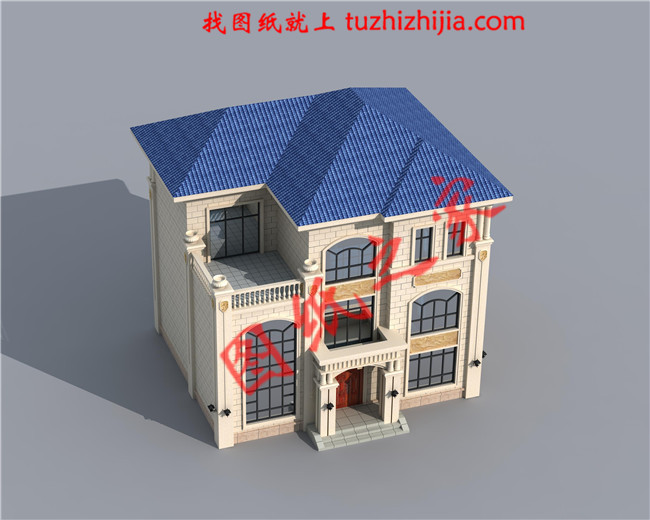 農村三層帶地下室小樓房設計圖，客廳中空，帶書房，旋轉樓梯