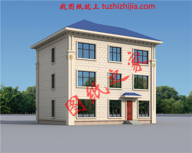 農村三層帶地下室小樓房設計圖，客廳中空，帶書房，旋轉樓梯