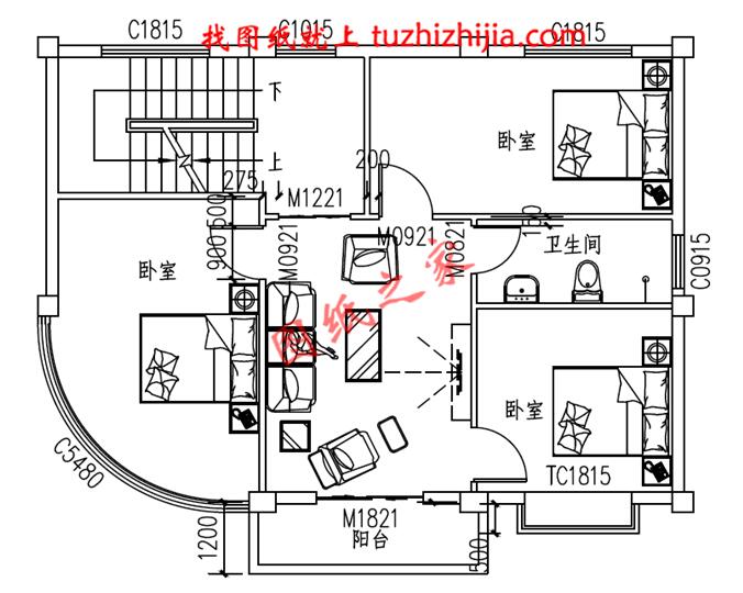 三層半新型農(nóng)村小樓房,面積不大，卻很符合農(nóng)村情況。
