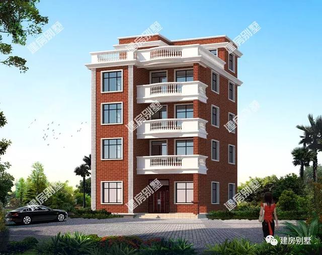 平屋頂多陽臺的五層自建房設計圖，這種房比較樸實簡單，自住出租都不錯