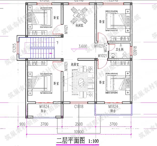 二層簡(jiǎn)歐風(fēng)格別墅設(shè)計(jì)圖，25萬12×12米4廳6臥帶臥室套房別墅施工效果圖