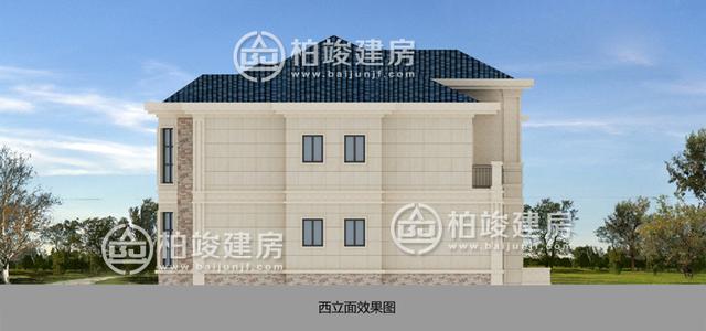 16.9X15.5m農(nóng)村二層簡歐別墅圖，磚混結(jié)構(gòu)，造價每戶二十五萬