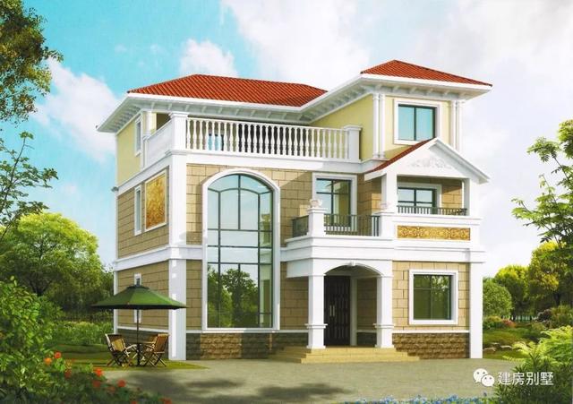 3棟面寬11.3米的農村別墅圖，歐式別墅的經典之作，不易過時