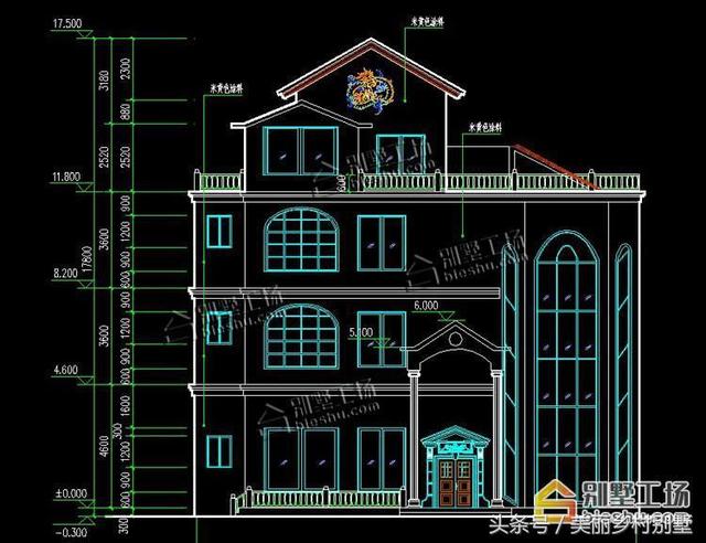 農(nóng)村四層別墅設(shè)計(jì)圖，框架結(jié)構(gòu)帶旋轉(zhuǎn)樓梯，造價(jià)60萬(wàn)左右