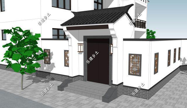 三層21X14米新中式雙拼別墅設(shè)計圖，設(shè)計完成度高，整體性強