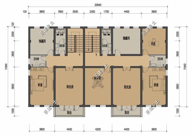 三層21X14米新中式雙拼別墅設(shè)計圖，設(shè)計完成度高，整體性強