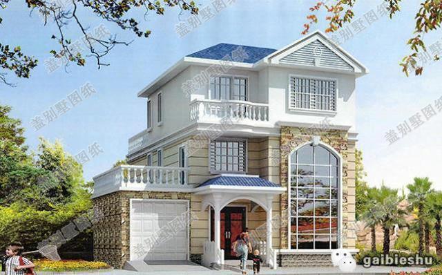 12×14米2廳5臥三層帶挑空客廳+超大落地窗別墅設計圖，整體色彩雅觀精致