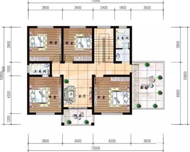 三層自建房設計施工圖，帶車庫，大露臺，造型簡單，拿圖就可以建了