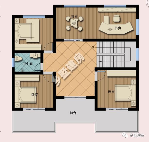 中式三層別墅設(shè)計圖還設(shè)有茶室，能建起這樣的別墅也著實挺拉風