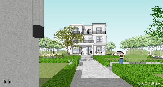 三層現代風格別墅設計圖，純白陶板立面，簡潔利落，既美觀又實用！