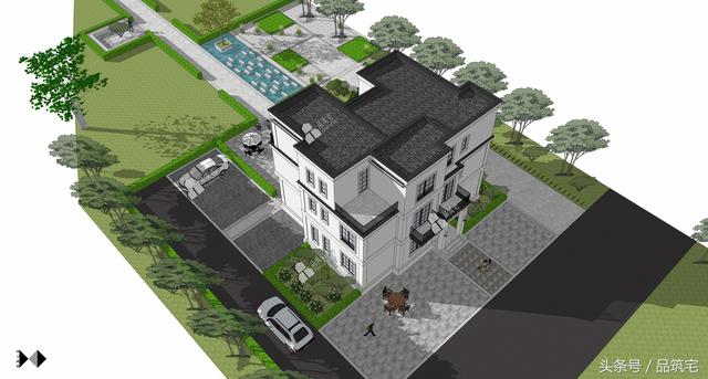 三層現代風格別墅設計圖，純白陶板立面，簡潔利落，既美觀又實用！