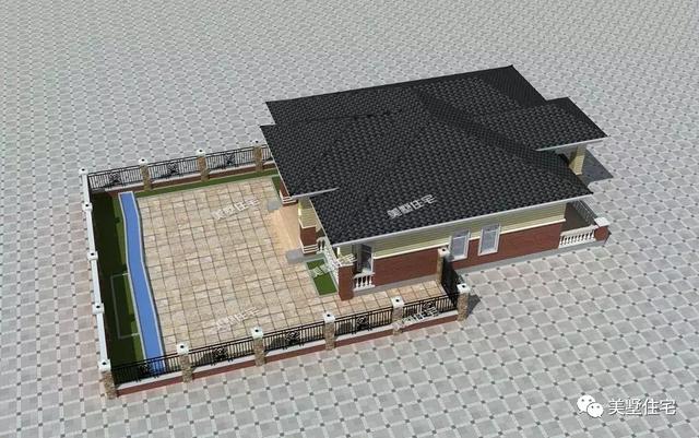 帶庭院一層鄉村美墅設計圖，造價10多萬，建成不輸百萬效果