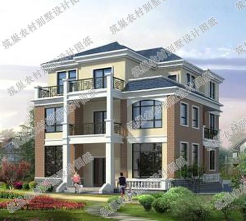 三層帶棋牌室+臥室套間農村獨棟別墅施工設計效果圖，造價45萬左右