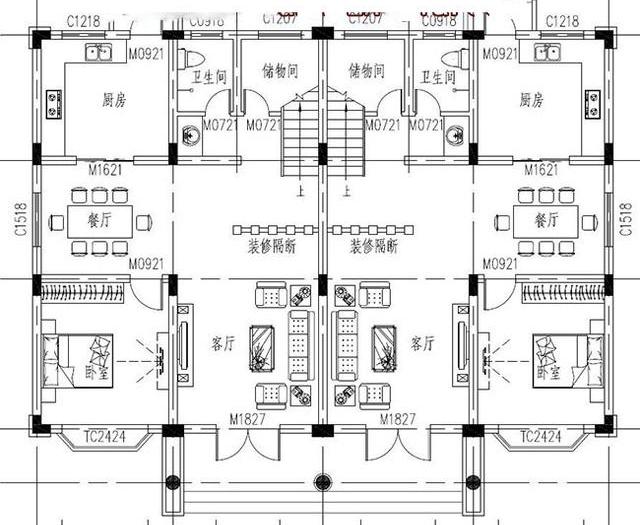 16×11米二層雙拼別墅設計圖，經濟實用，適合兩兄弟的雙拼戶型