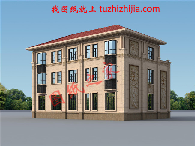 豪華大氣三層農(nóng)村房屋設(shè)計圖,對稱的主體設(shè)計大氣恢宏