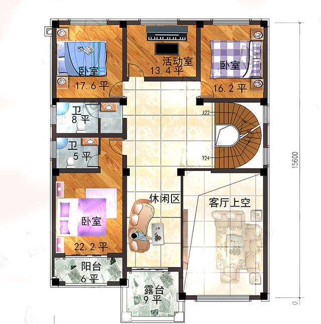 造價(jià)60萬(wàn)12×17米框架結(jié)構(gòu)三層帶挑空客廳別墅設(shè)計(jì)圖，這款設(shè)計(jì)頗具特色