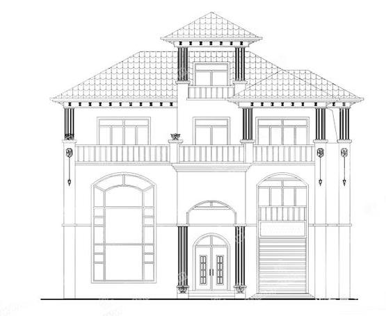 三層農(nóng)村別墅戶型設(shè)計圖，帶涼亭+車庫+挑空客廳，很有特色的一款設(shè)計