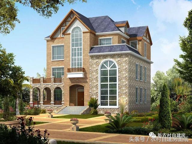 三款帶走廊和側門的歐式建筑別墅設計圖，不僅高端風景也是極好