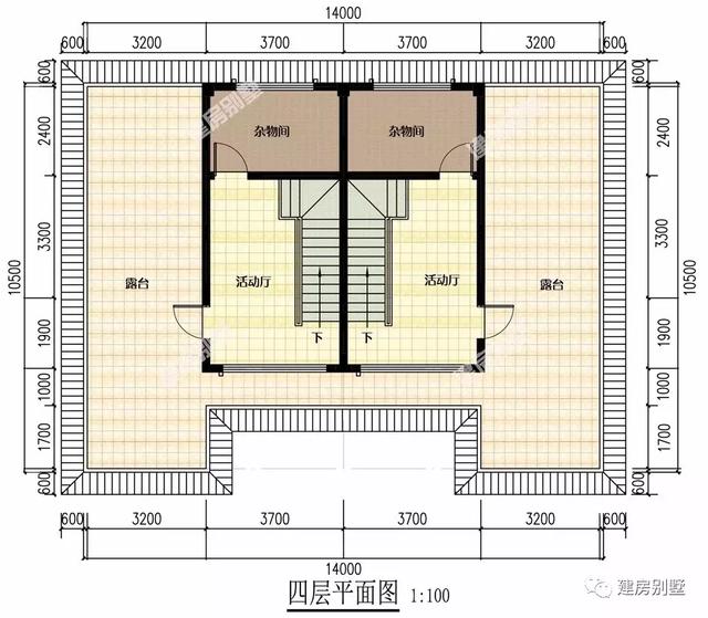 14×10.5米三層雙拼別墅設(shè)計(jì)圖，平屋頂+飄窗，主體50萬