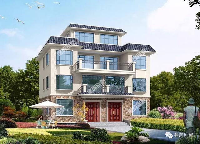 14×10.5米三層雙拼別墅設(shè)計(jì)圖，平屋頂+飄窗，主體50萬