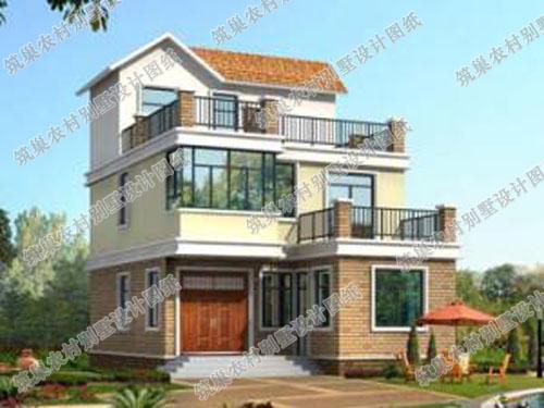 2廳6臥9×13米三層自建房，造價25萬，外觀簡約大方，活動空間充足