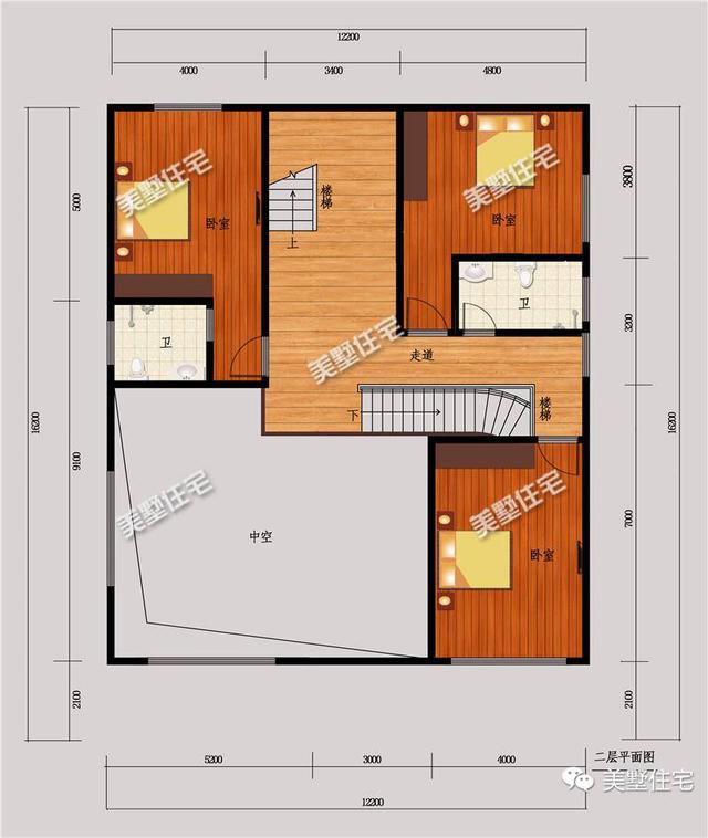 12X16米三層別墅設計圖，6室2廳，有院子才叫真氣派