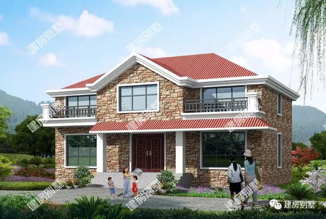 三套別墅外墻裝飾用文化石的戶型，每一棟都漂亮至極，