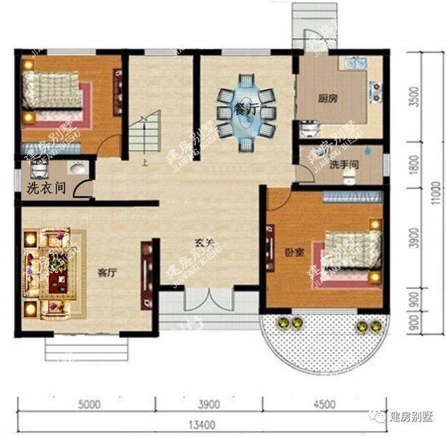 三套別墅外墻裝飾用文化石的戶型，每一棟都漂亮至極，