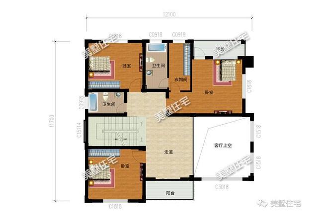 12X12四層別墅設計圖，主體造價50萬，聽說這才是有錢人才能建的起別墅