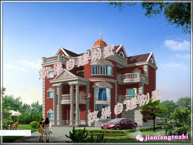 16x14米三層半歐式別墅樓中樓農(nóng)村自建房，造價55萬，高端豪華大氣