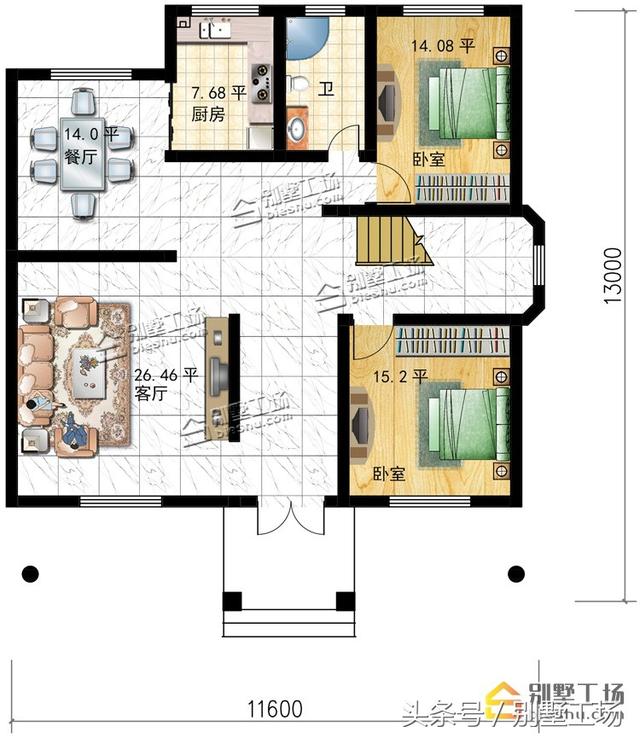 11.6X13m三層農村別墅設計圖，造價25萬，真正適合農村人的自建房