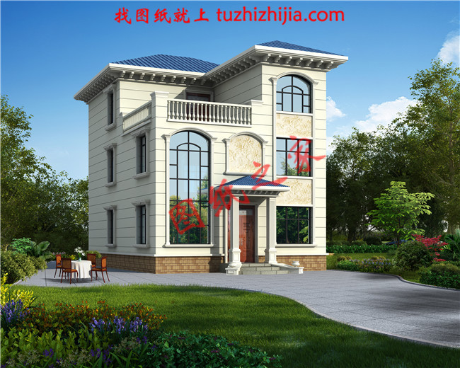 120平米農(nóng)村三層房屋設(shè)計(jì)圖，客廳中空，戶型合理