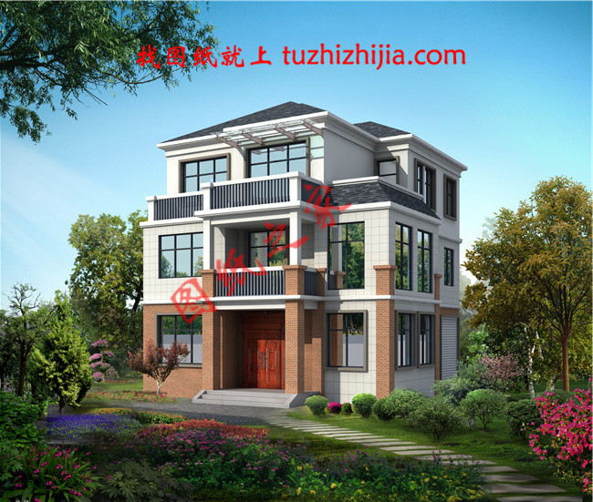 120平米三層別墅房屋設計圖，帶車庫，帶閣樓