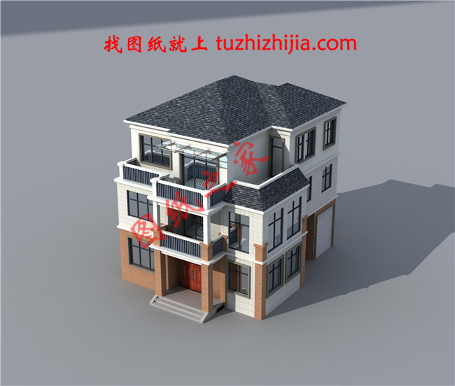 120平米三層別墅房屋設計圖，帶車庫，帶閣樓