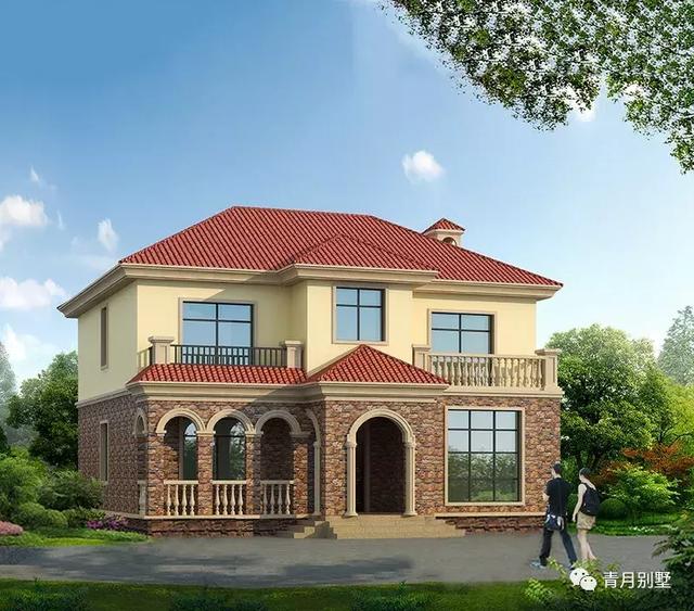 12.3×11米二層小別墅設(shè)計圖，沉穩(wěn)大氣有內(nèi)涵，建房好戶型！