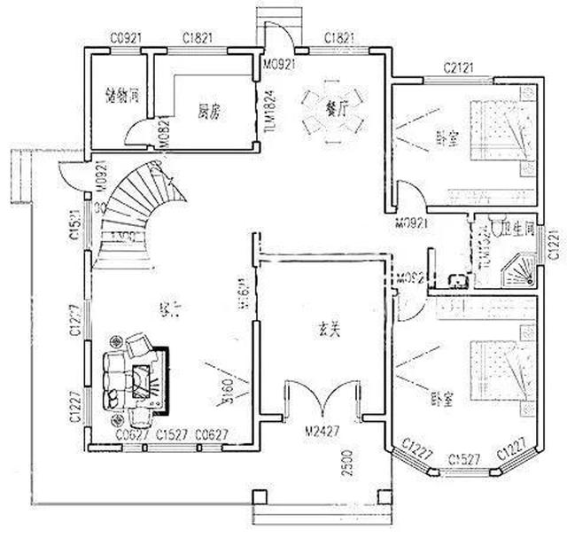 占地面積約160平方米3廳6臥三層別墅設計圖，奢華大氣，主體造價55萬